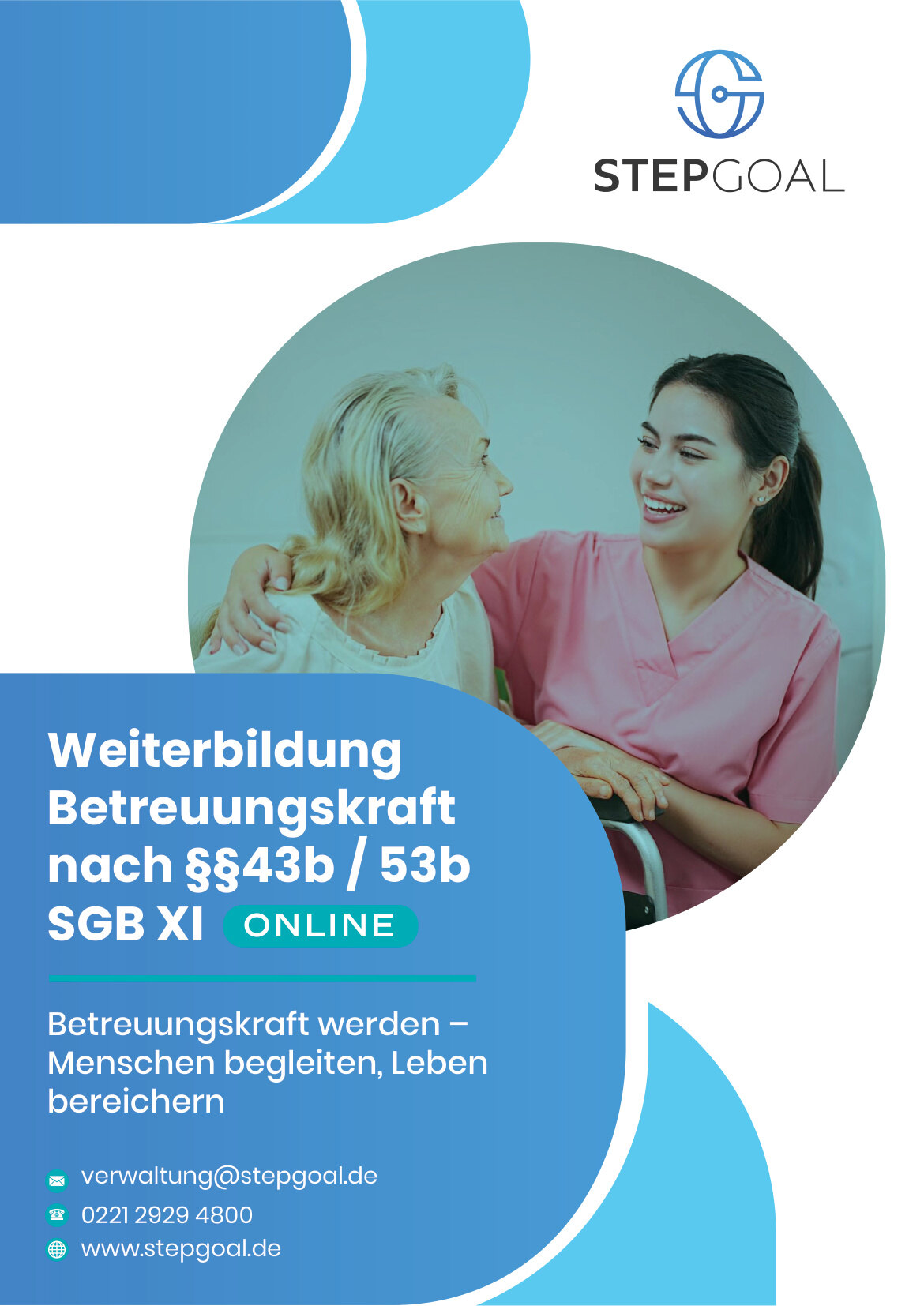 Titelseite des Flyers zur Weiterbildung Pflege & Gesundheit